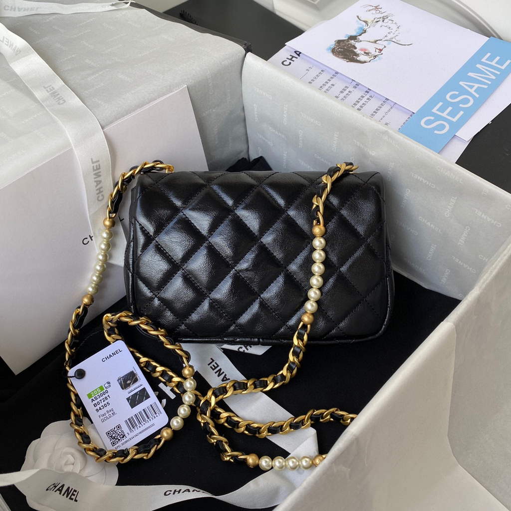 Chanel AS3000 Mini Flap Bag Calfskin Black