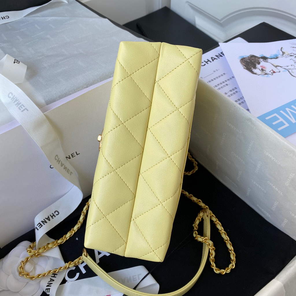 Chanel AS3011 Small Flap Bag Lambskin Yellow