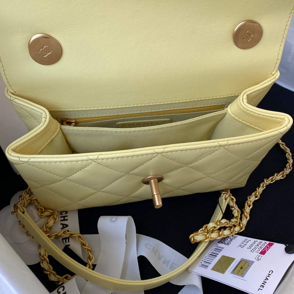 Chanel AS3011 Small Flap Bag Lambskin Yellow