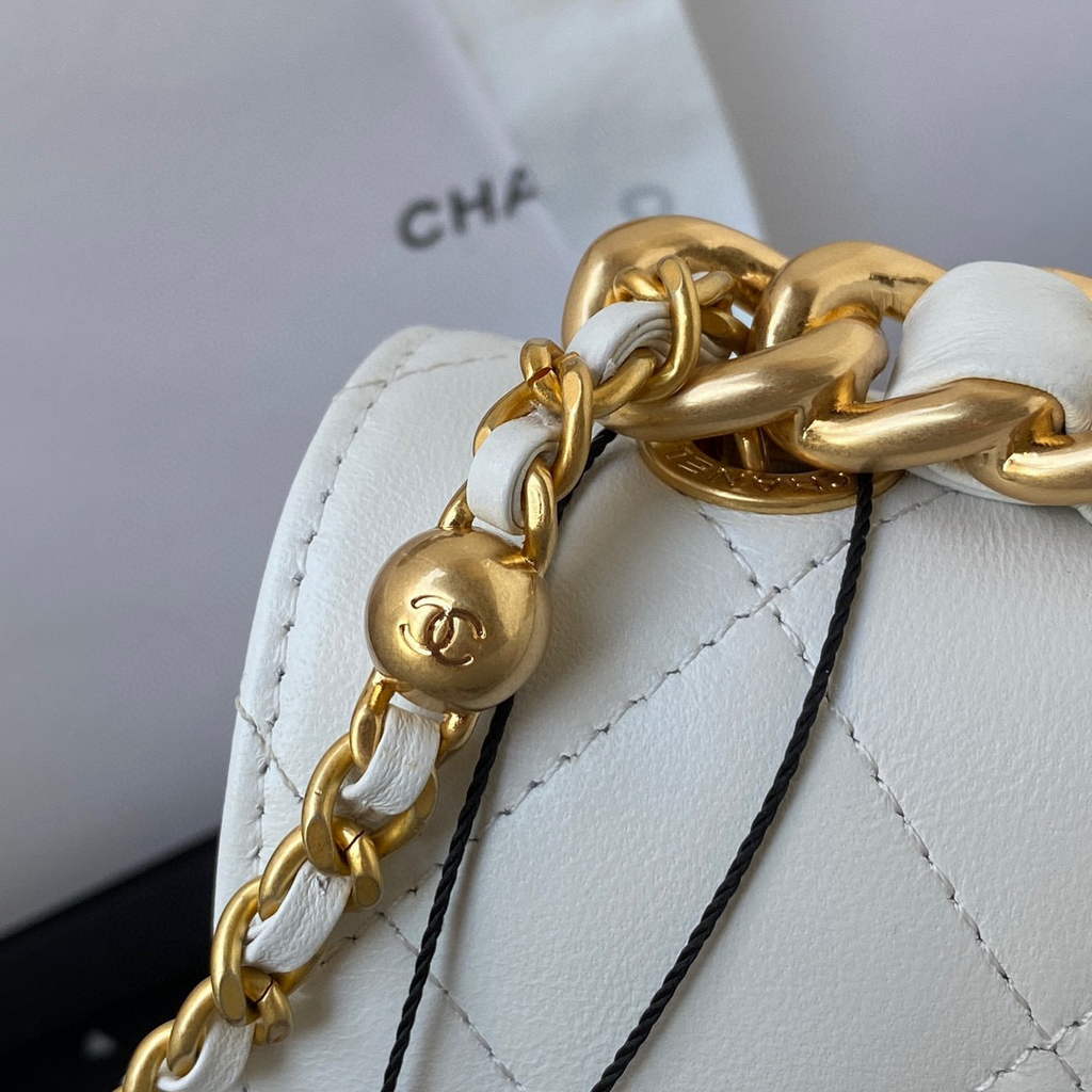 Chanel AS3011 Small Flap Bag Lambskin White