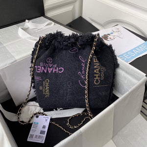 Chanel AS3027 Bucket Bag Printed Denim Gold Black - Default Title - View 2