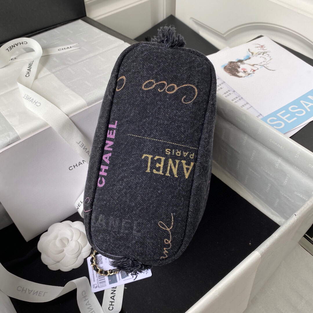 Chanel AS3027 Bucket Bag Printed Denim Gold Black - Default Title - View 5