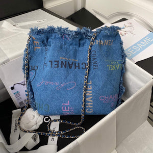Chanel AS3027 Bucket Bag Printed Denim Gold Blue - Default Title - View 2