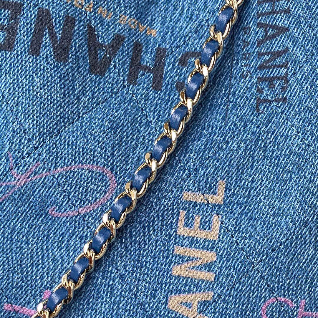 Chanel AS3027 Bucket Bag Printed Denim Gold Blue - Default Title - View 6