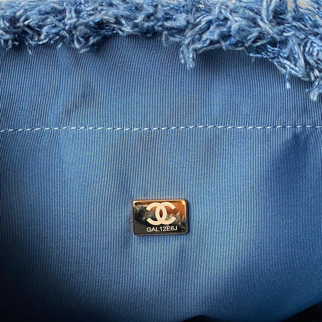 Chanel AS3027 Bucket Bag Printed Denim Gold Blue - Default Title - View 9