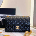 Chanel AS3041 Flap Classic Bag CF Camellia Lambskin Black Gold - Default Title - View 1