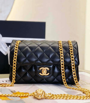 Chanel AS3041 Flap Classic Bag CF Camellia Lambskin Black Gold - Default Title - View 2