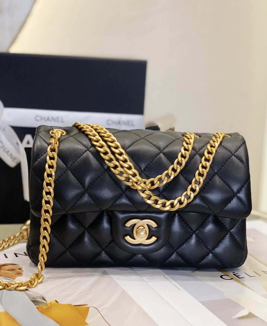 Chanel AS3041 Flap Classic Bag CF Camellia Lambskin Black Gold - Default Title - View 3