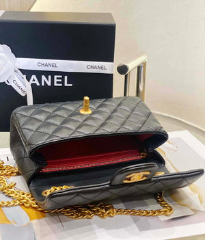 Chanel AS3041 Flap Classic Bag CF Camellia Lambskin Black Gold - Default Title - View 6