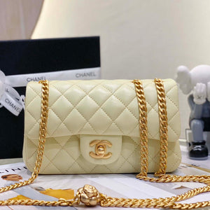 Chanel AS3041 Flap Classic Bag CF Camellia Lambskin Light Yellow Gold - Default Title - View 2
