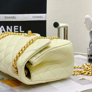 Chanel AS3041 Flap Classic Bag CF Camellia Lambskin Light Yellow Gold - Default Title - View 5