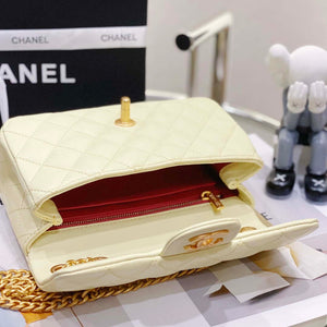 Chanel AS3041 Flap Classic Bag CF Camellia Lambskin Light Yellow Gold - Default Title - View 7