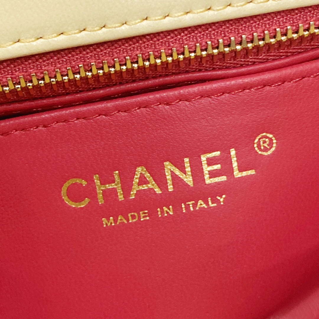 Chanel AS3041 Flap Classic Bag CF Camellia Lambskin Light Yellow Gold - Default Title - View 9