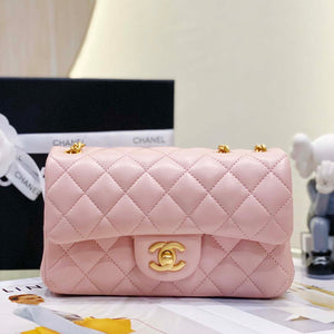 Chanel AS3041 Flap Classic Bag CF Camellia Lambskin Pink Gold - Default Title - View 1