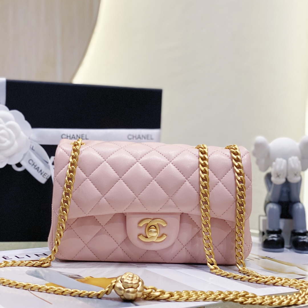 Chanel AS3041 Flap Classic Bag CF Camellia Lambskin Pink Gold - Default Title - View 2