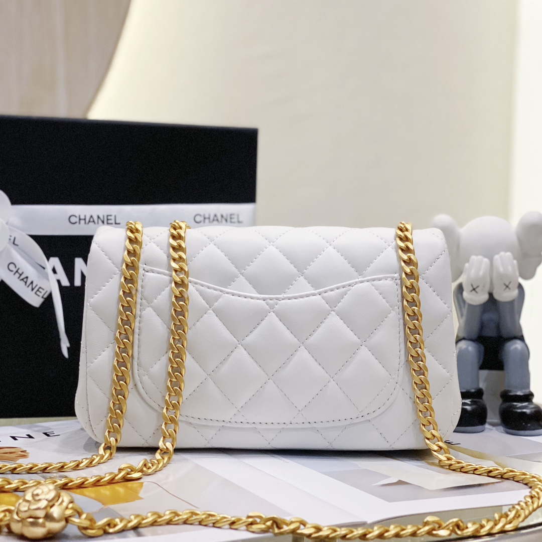 Chanel AS3041 Flap Classic Bag CF Camellia Lambskin White Gold - Default Title - View 5