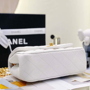 Chanel AS3041 Flap Classic Bag CF Camellia Lambskin White Gold - Default Title - View 6