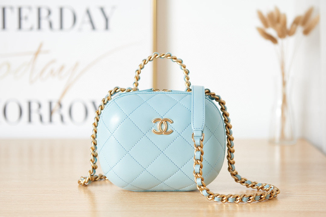Chanel Small Vanity Case Lambskin gold-tone metal AS3066 Blue - Default Title - View 1