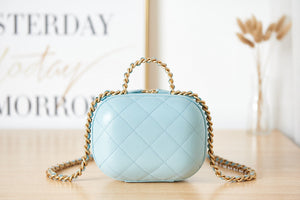 Chanel Small Vanity Case Lambskin gold-tone metal AS3066 Blue - Default Title - View 4