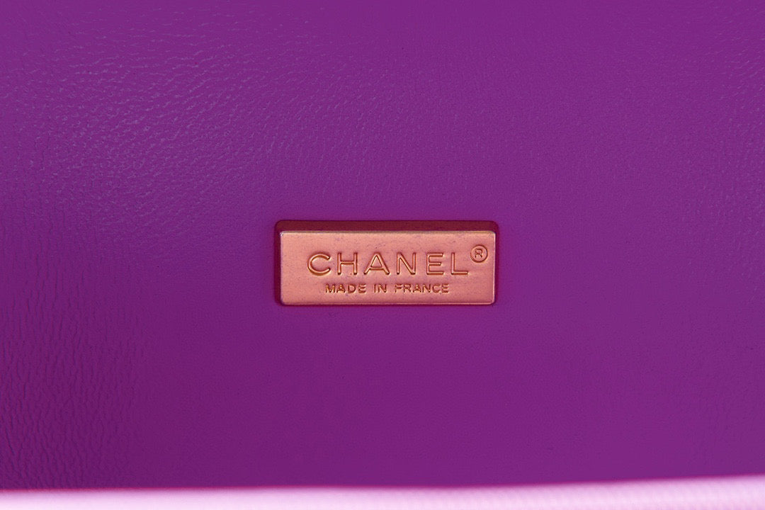 Chanel Small Vanity Case Lambskin gold-tone metal AS3066 Purple