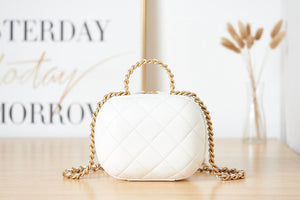 Chanel Small Vanity Case Lambskin gold-tone metal AS3066 White - Default Title - View 4