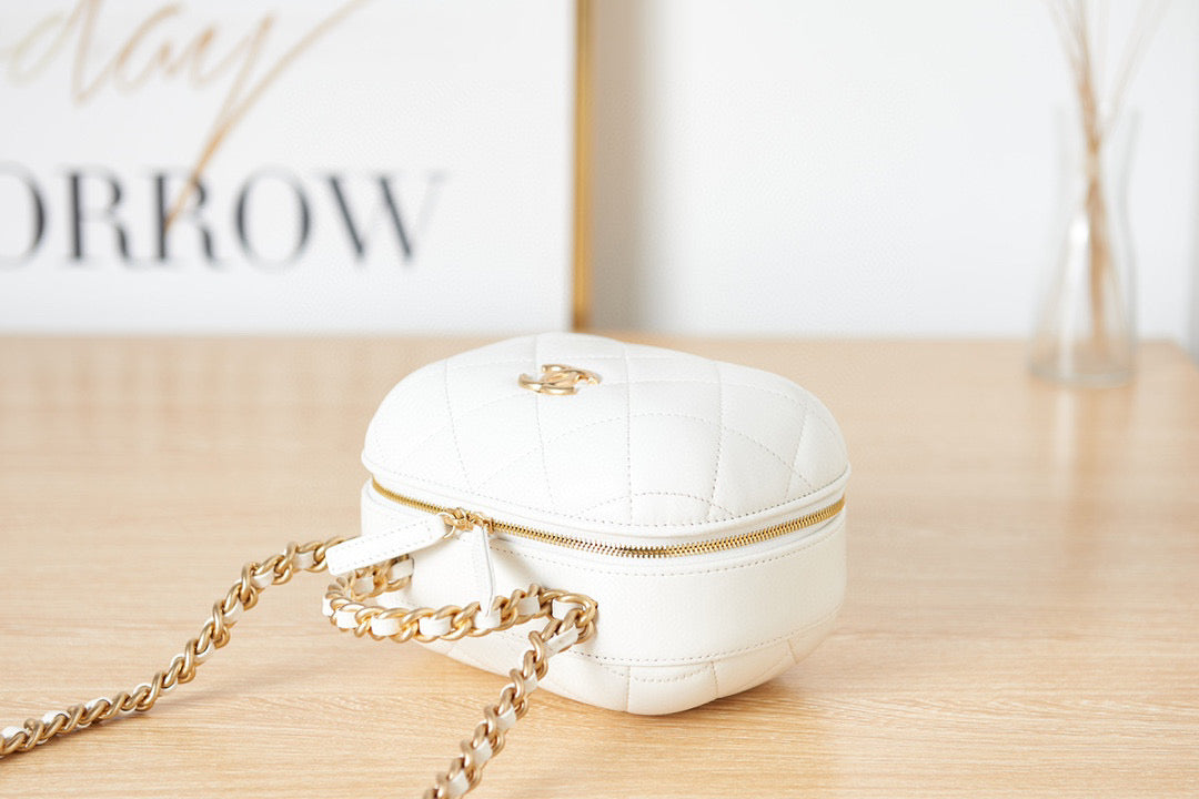 Chanel Small Vanity Case Lambskin gold-tone metal AS3066 White - Default Title - View 5