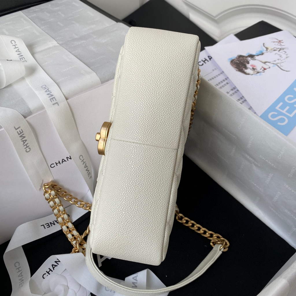 Chanel AS3103 Chanel 19 Handbag Calfskin White