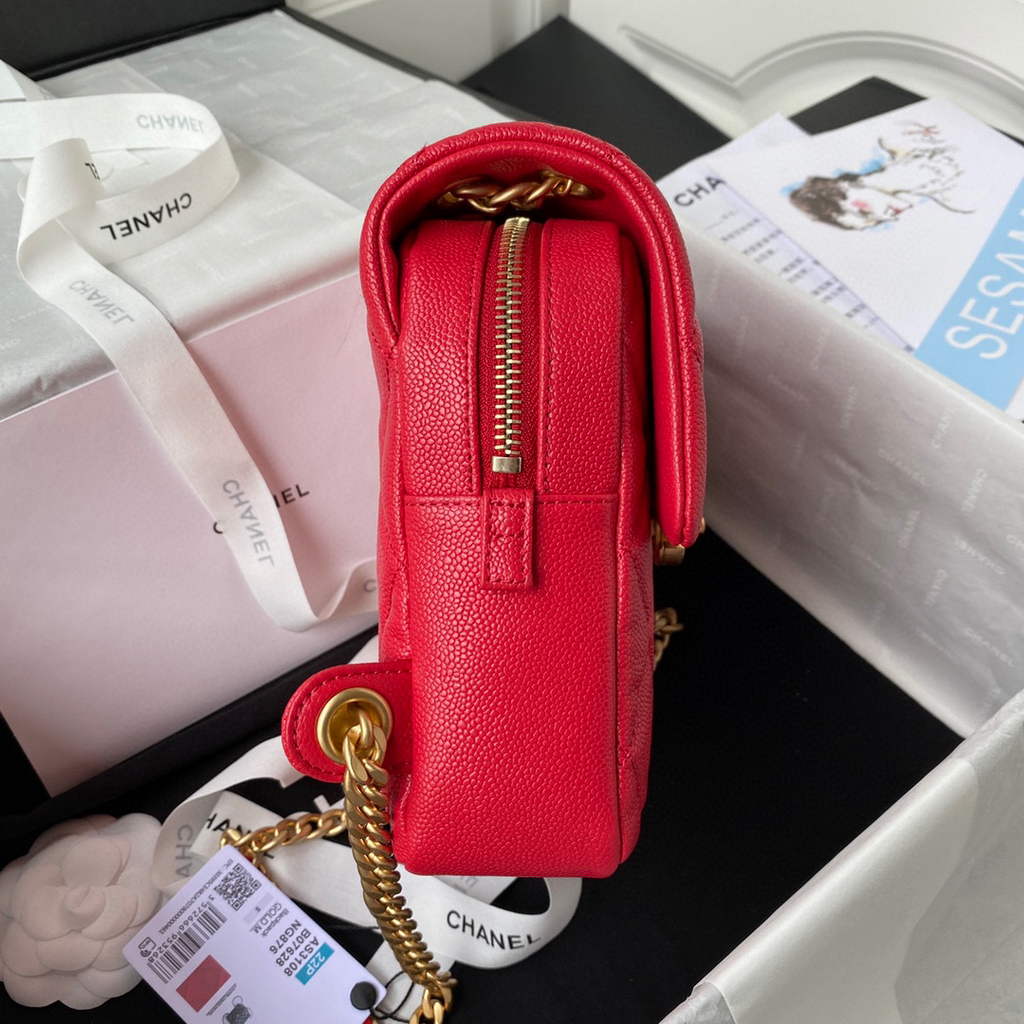 Chanel AS3108 Backpack Chanel flap bag Calfskin Red