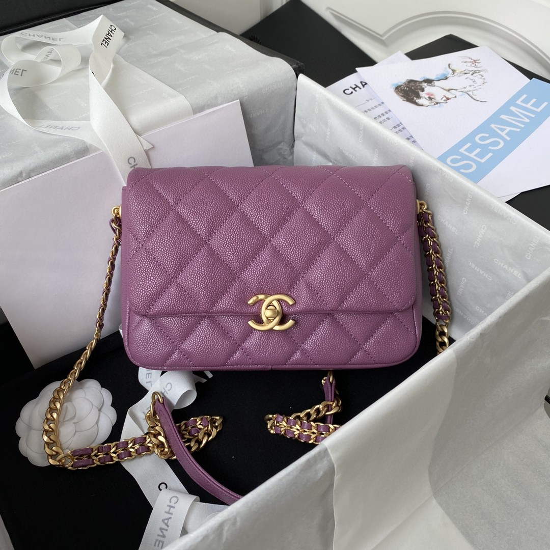 Chanel AS3108 Chanel Flap bag Grained Calfskin Purple - Default Title - View 1