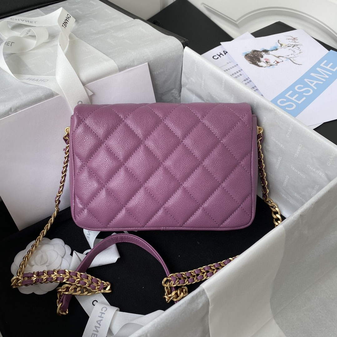 Chanel AS3108 Chanel Flap bag Grained Calfskin Purple