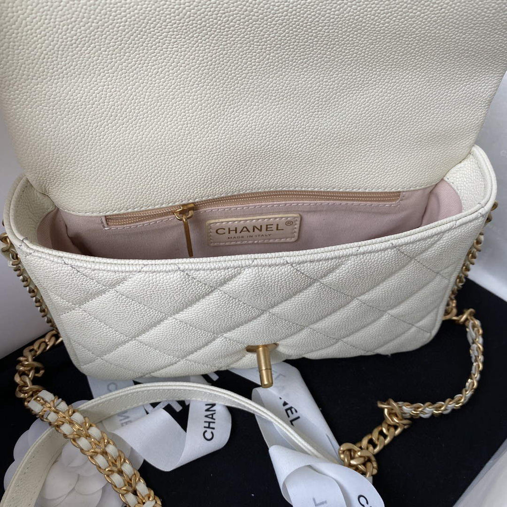 Chanel AS3108 Chanel Flap bag Grained Calfskin White