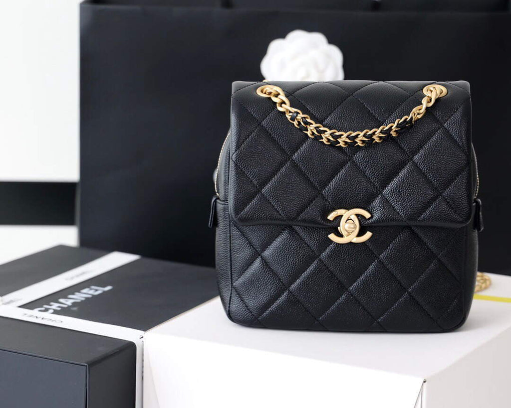 Chanel AS3108 Backpack Chanel flap bag  Calfskin Black
