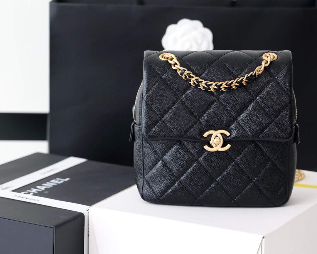 Chanel AS3108 Backpack Chanel flap bag  Calfskin Black