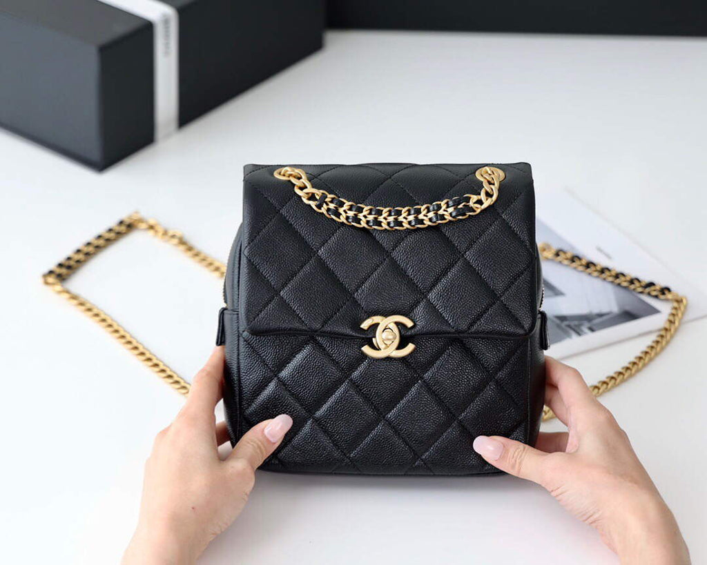 Chanel AS3108 Backpack Chanel flap bag  Calfskin Black