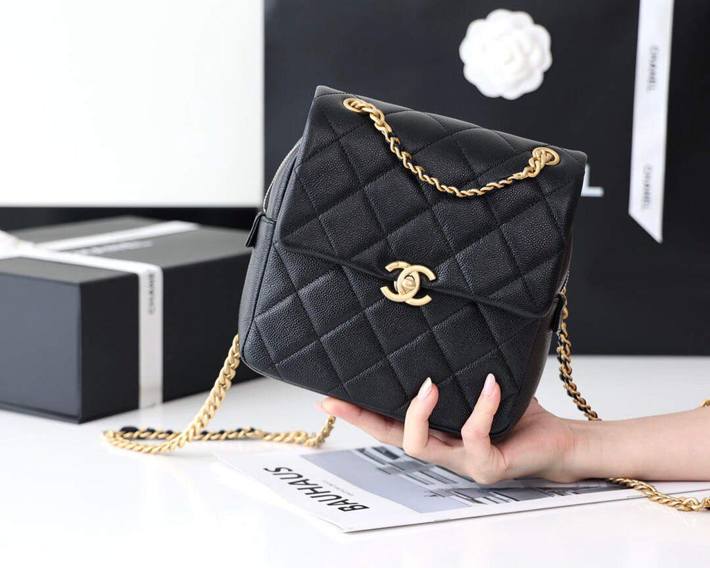 Chanel AS3108 Backpack Chanel flap bag  Calfskin Black