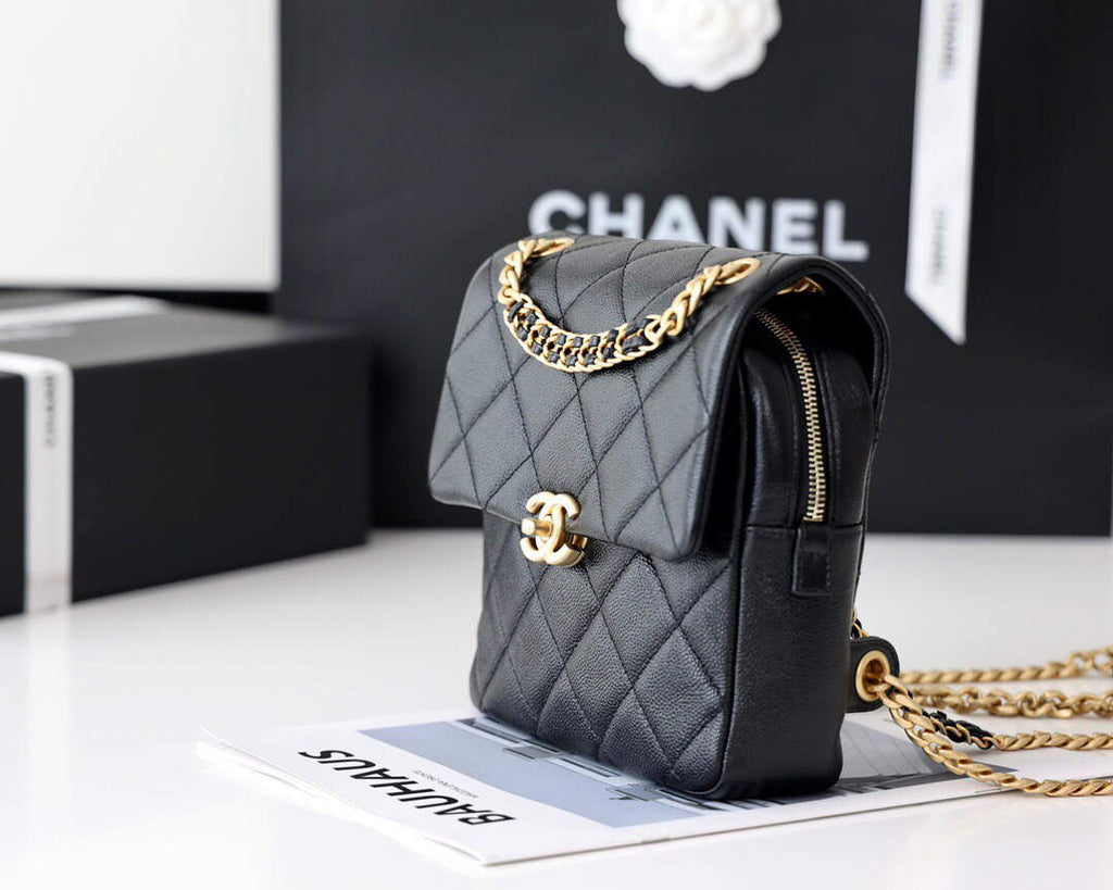 Chanel AS3108 Backpack Chanel flap bag  Calfskin Black