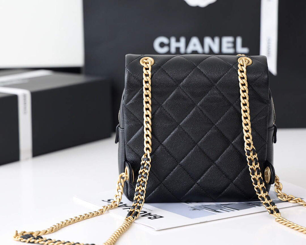 Chanel AS3108 Backpack Chanel flap bag  Calfskin Black