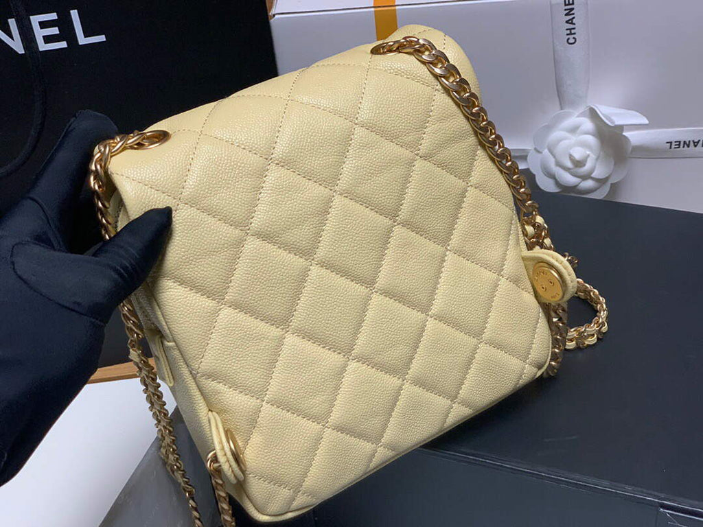 Chanel AS3108 Backpack Chanel flap bag Calfskin Yellow