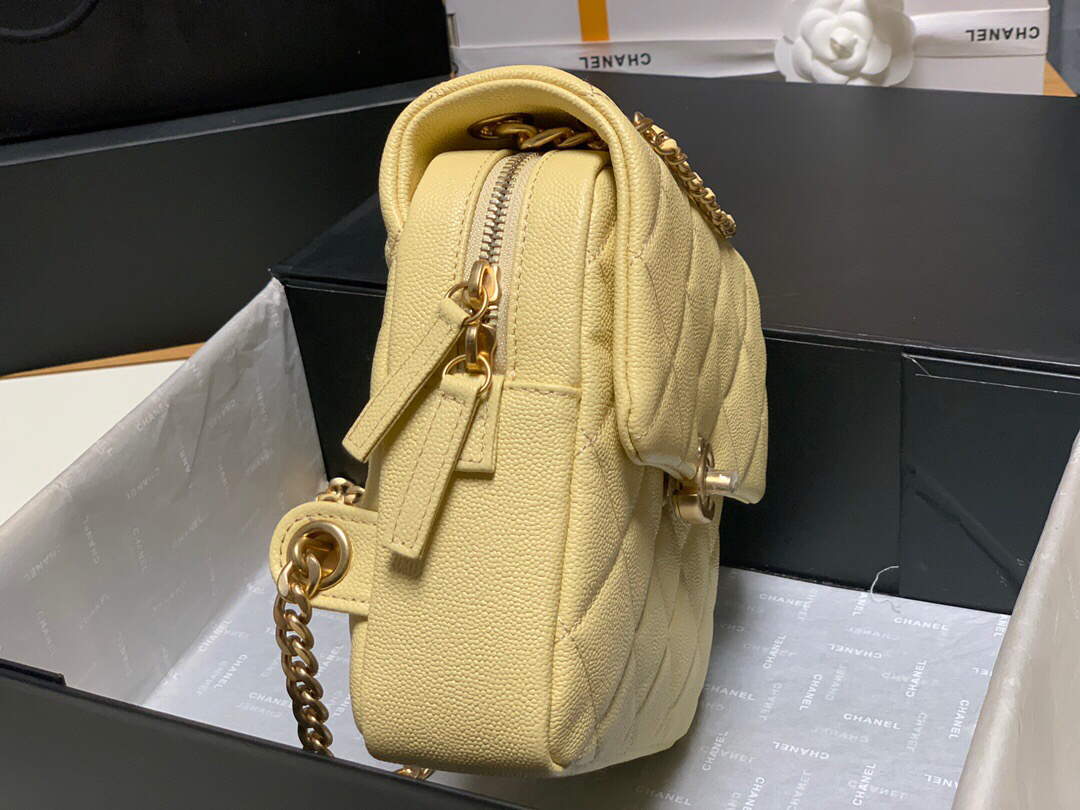 Chanel AS3108 Backpack Chanel flap bag Calfskin Yellow