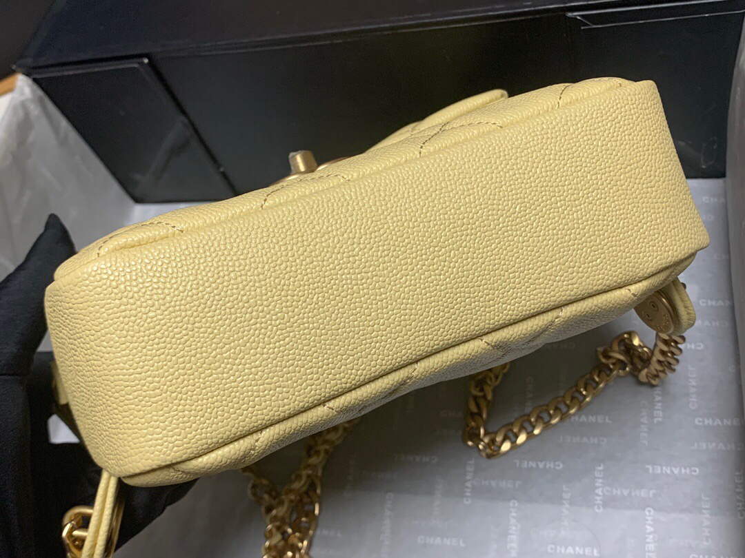 Chanel AS3108 Backpack Chanel flap bag Calfskin Yellow