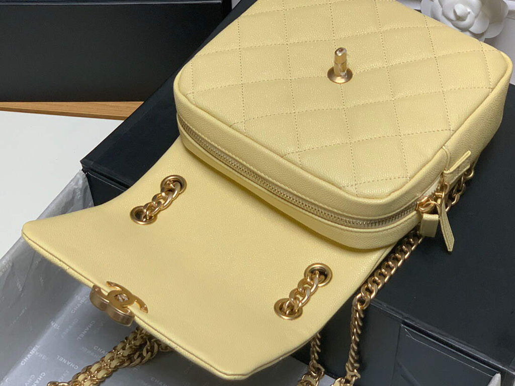 Chanel AS3108 Backpack Chanel flap bag Calfskin Yellow