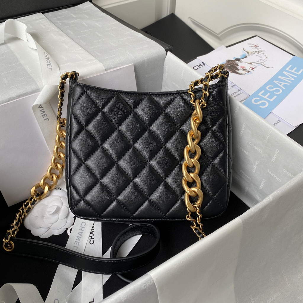 Chanel AS3111 Hobo Small Handbag Lambskin Black