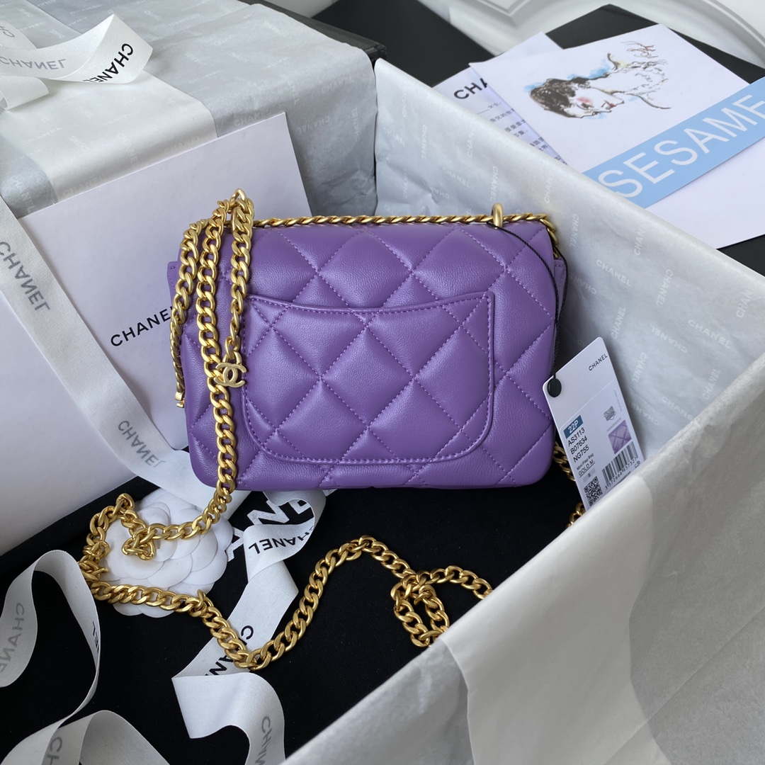Chanel AS3113 Mini Flap Bag Lambskin Purple - Default Title - View 2