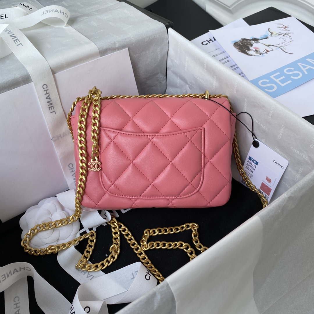 Chanel AS3113 Mini Flap Bag Lambskin Rose Red - Default Title - View 2