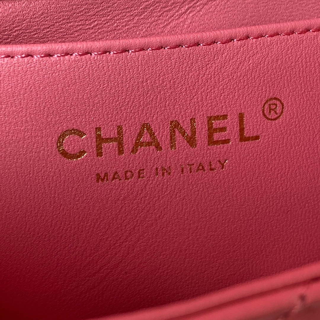 Chanel AS3113 Mini Flap Bag Lambskin Rose Red