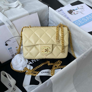 Chanel AS3113 Mini Flap Bag Lambskin Yellow - Default Title - View 1