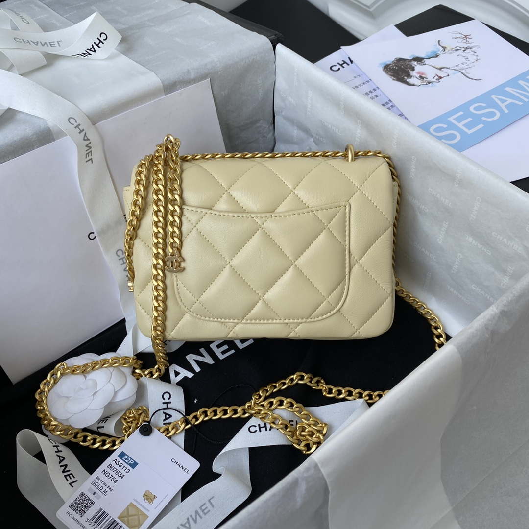 Chanel AS3113 Mini Flap Bag Lambskin Yellow - Default Title - View 2