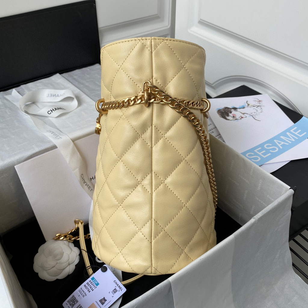Chanel AS3117 Bucket Bag Lambskin Yellow