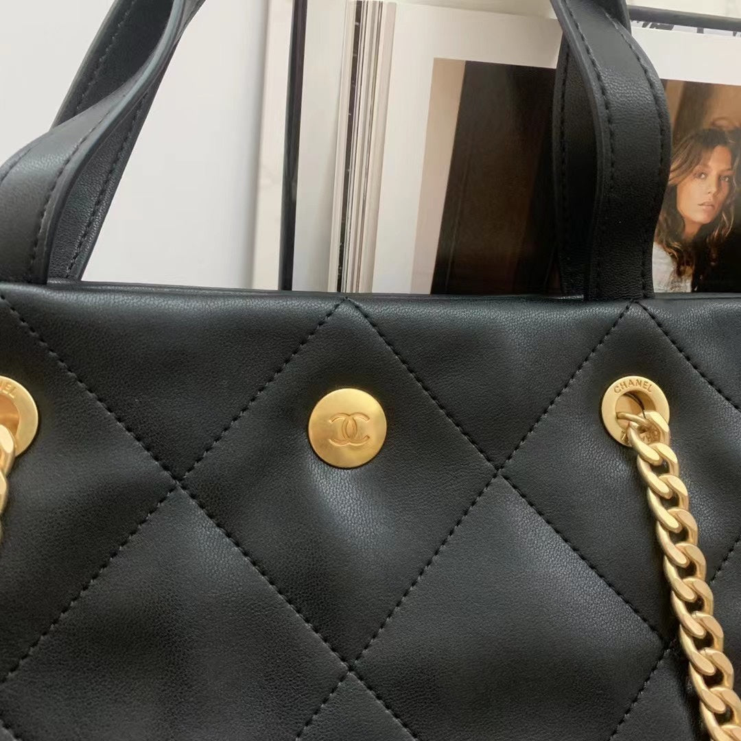 Chanel AS3128 Maxi Shopping Bag Calfskin In Black - Default Title - View 4