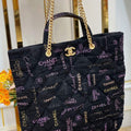 Chanel AS3128 Maxi Shopping Bag Printed Denim Black - Default Title - View 1